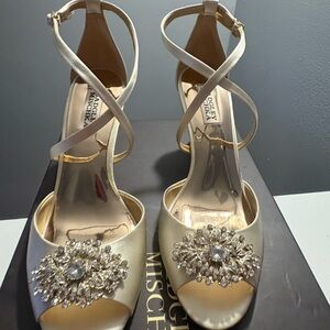 Badgley Mischka Champagne Embellished Heels